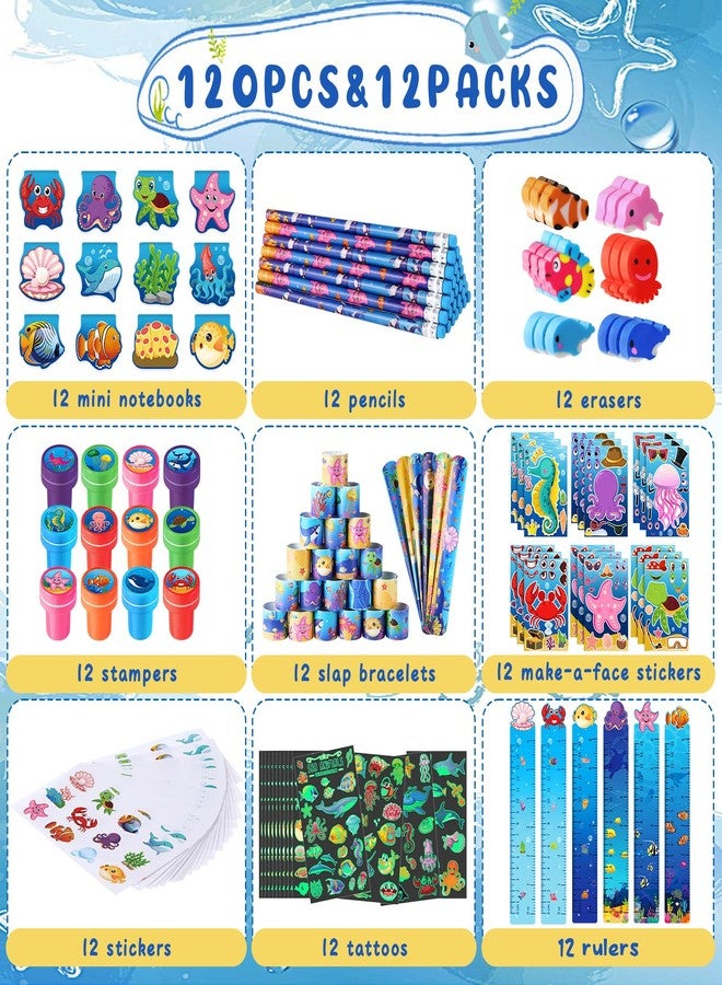BenLouis 120Pcs Under the Sea Party Favors Ocean Animals Party Stampers Stickers School Stationery Bulk for Kids Sea Shark Birthday Mermaid Party Goodie Bag Stuffer Classroom Gifts Rewards Supplies - Image 3
